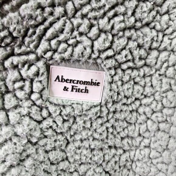 Abercrombie Fitch Sweater Kids Large 10/12 Green Shepra Fleece 1/4 Zip Pullover - Picture 2 of 9